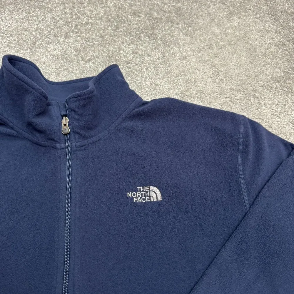 The North Face TKA 100 Full Zip Fleece Jacket Men XXL Navy Blue Warm Outdoor